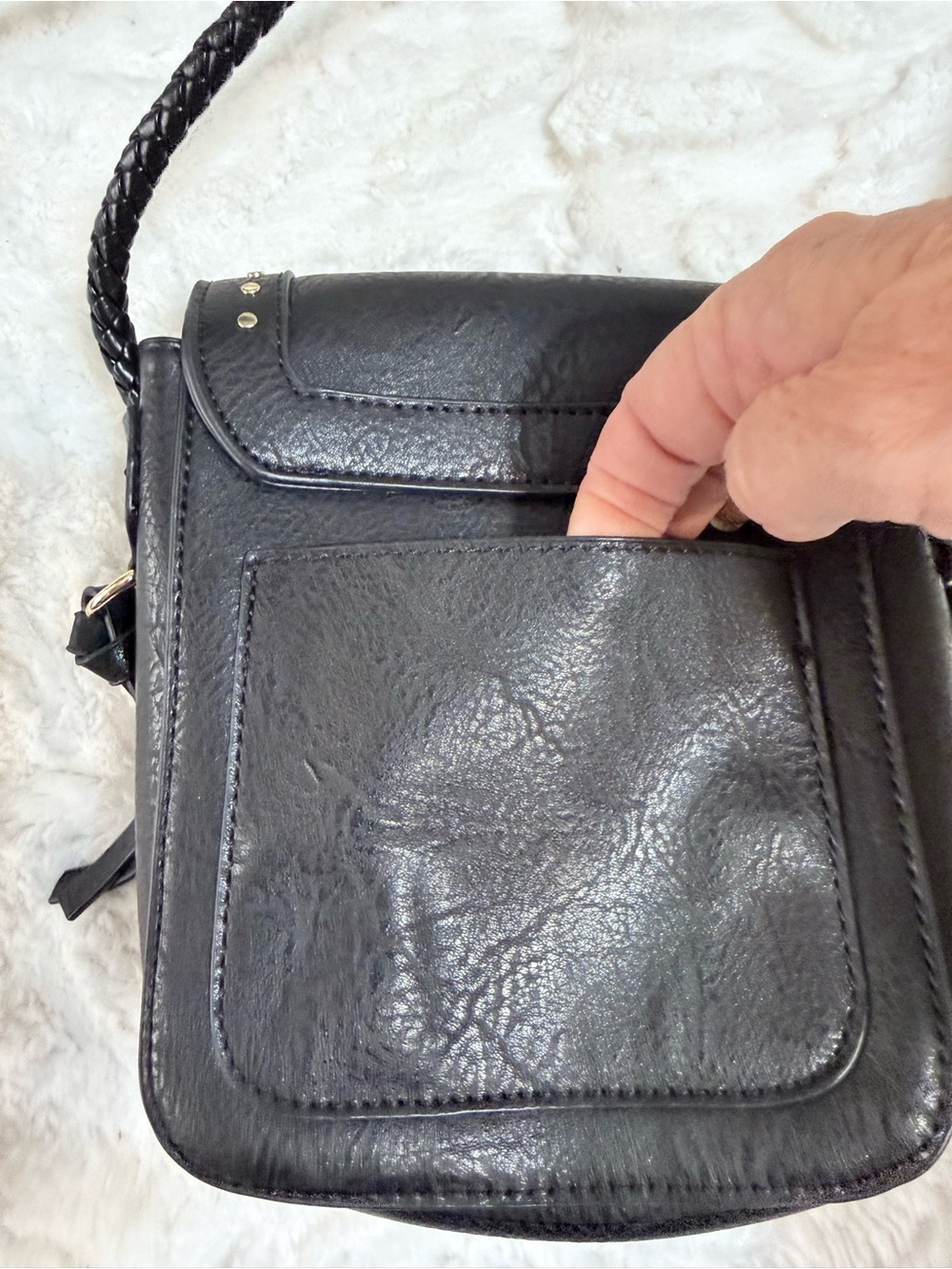 Sam and Hadley Black Studded Crossbody Bag with Braided Strap - NWOT - Picture 5 of 16